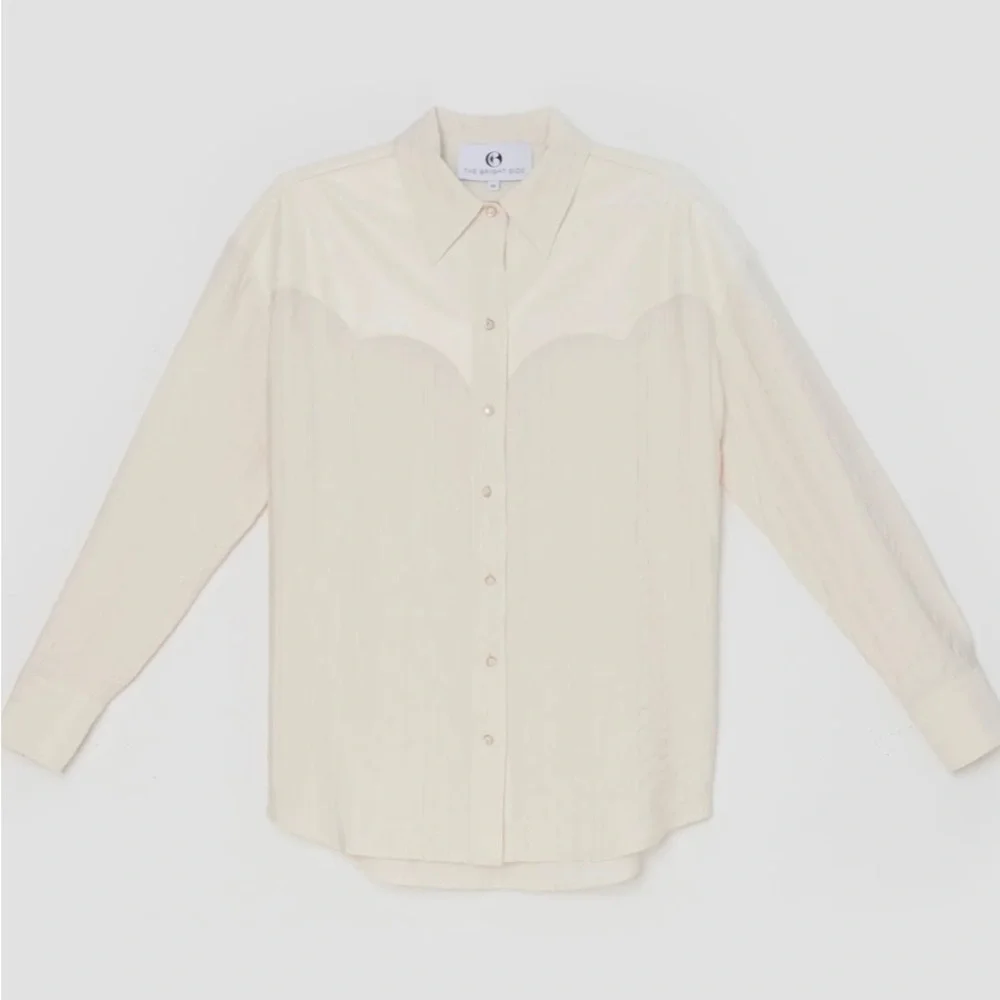 The Bright Side by Rocky Barnes Western Boyfriend Shirt Cloud Cream Size X-Small - Picture 2 of 2